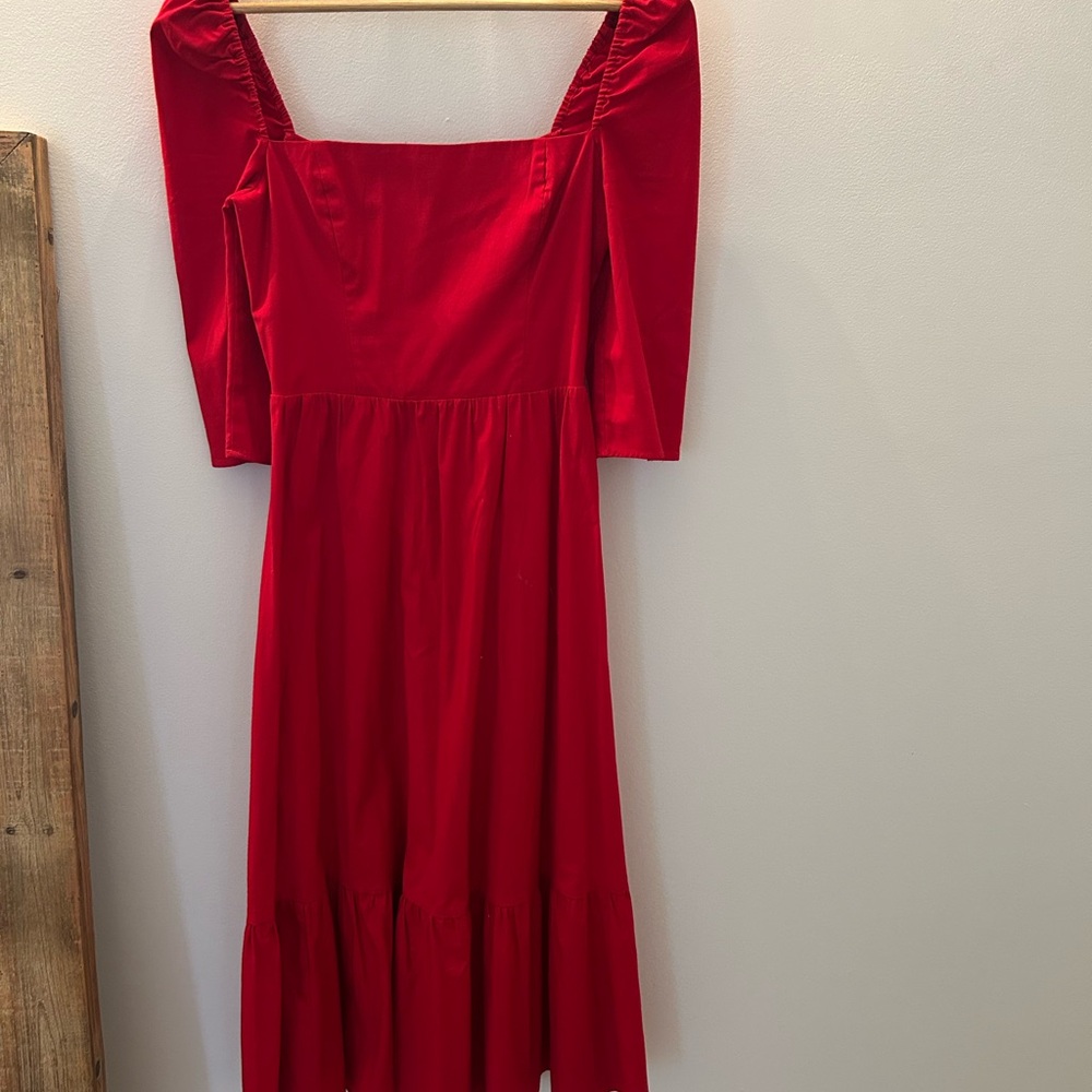 Reformation Vibrant Red Long Sleeve Dress
